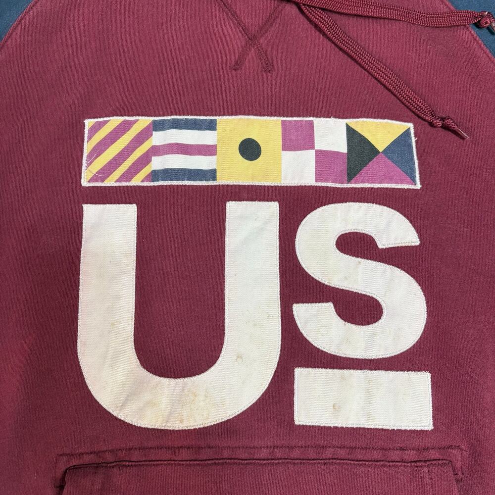 KITH Acedemy Hartford Hoodie Burgundy Navy Men Sz L Preowned - Picture 2 of 6
